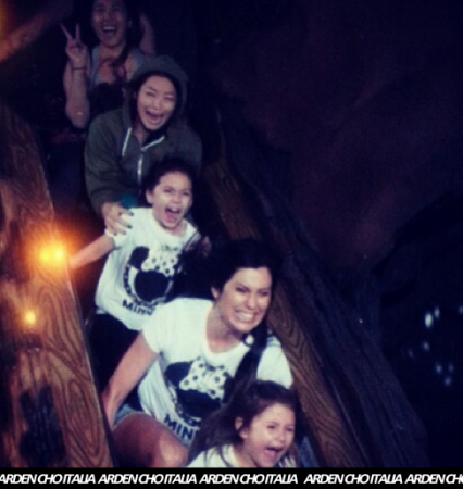 Arden terrified by Rollercoaster (she's the one grabbing the boy)